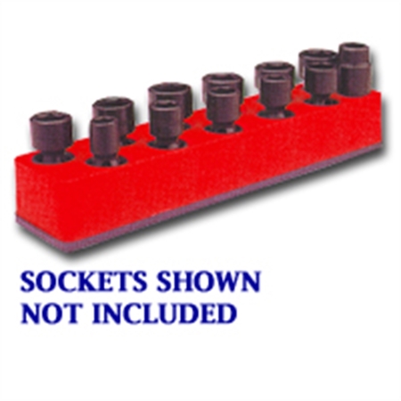 MECHANICS TIME SAVER 3/8 in. Drive Universal Red 11 Hole Impact Socket Holder 9-19mm 981